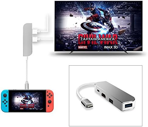 Nintendo Switch Dock, Urgod Type C to HDMI Hub Adapter with Type C Charging Port, HDMI Output, 2 USB 3.0 Ports for Nintendo Switch,MacBook, MacBook Pro, Google Notebook and Samsung S8