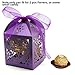 KPOSIYA 70 Pack Love Heart Laser Cut Wedding Party Favor Box Candy Bag Chocolate Gift Boxes Bridal Birthday Shower Bomboniere with Ribbons