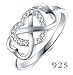 925 Sterling Silver Ring High Polish Cubic Zirconia Infinity and Heart Tarnish Resistant Comfort Fit Ring Size 9