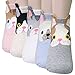 KONY Women's Girls Funny Crew Novelty Socks with Dogs Cats Owls Giraffe Cute Animals Printed Colorful Pattern (Lovely cats with Ear - 5 pairs)