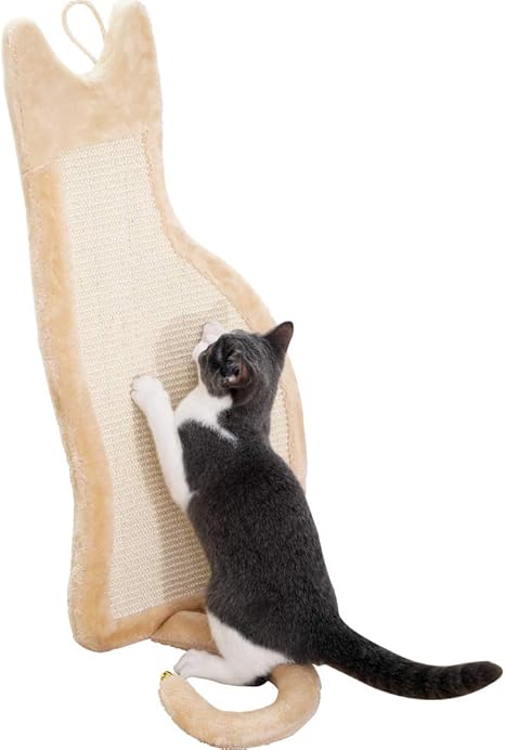 Amazon Co Jp Laptain 猫 爪とぎ ねこ つめ とぎ 麻 壁掛け 大きめ ドア用 猫の爪とぎ マット つめとぎシート ねこじゃらし 家具保護 室内用 サイザル麻製 キャットタワー掛け 鈴付き ペット用品 運動不足改善 耐久 猫おもちゃ 猫ベッド 猫ソファ ペットマット ベージュ
