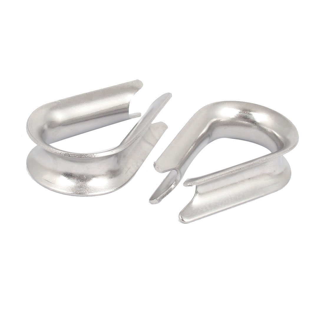 sourcingmap 10mm 304 Stainless Steel Wire Rope Cable Thimbles Silver Tone 2pcs