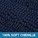 Slip-Resistant Washable Striped Large Chenille Shaggy Bath Mat Extra Soft and Absorbent Indoor Bath Mat Runners for Bathrooms with Non-Slip Backing Runner Rug, 59 inch by 20 inch - Navy