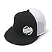 The Vintage Year Solid Cotton Twill Flat Brim Mesh Adjustable Snapback Trucker Baseball Cap (Black/Black/White)