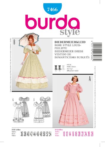 OOP Burda Historical Costume Pattern 7466. Misses Szs 10;12;14;16;18;20;22;24;26;28 Civil War Era Dresses