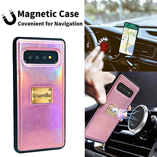 Darolin Case for Samsung Galaxy S10 Plus Leather Wallet Case [Magnetic Detachable] Zipper Case with [Mirror][14 Card Slot][Cash Purse][Coin Pocket] Clutches Evening Bag for Women Girls Men-Rosegold - Thumbnail 2
