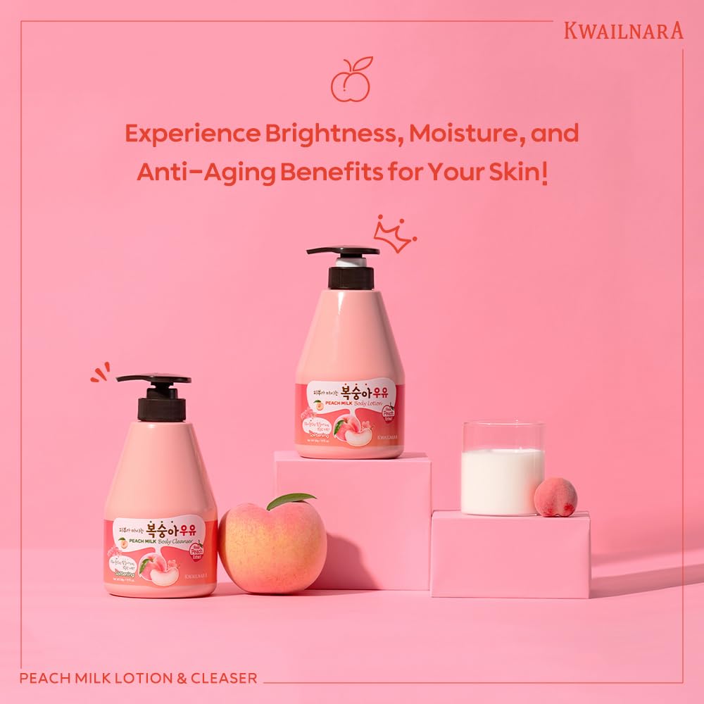Kwailnara Peach Milk Body Wash – Korean Body Wash with Peach Extract for Clear and Bright Skin 560 g / 19.75 oz.