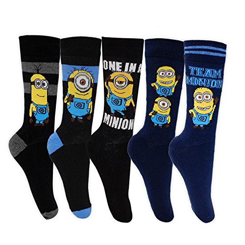 Mens/boys Official Licensed Despicable Me 3 Pairs Of 'Minions' Character Socks / Uk 6-11 Eur 39-45