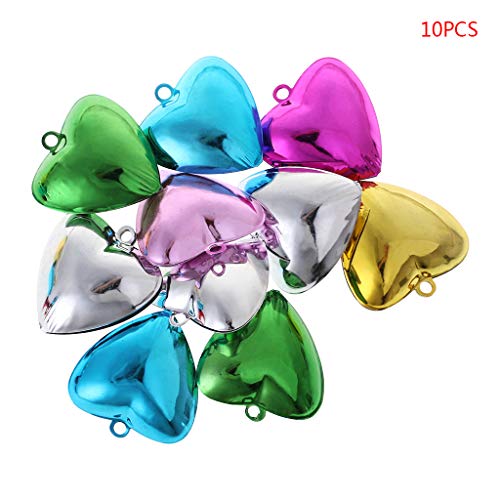 Because0f Heart Shape Christmas Jingle Bells, 10 Pcs Bells Craft Kits Xmas Decoration Bells Ornament (Smooth Surface) - Thumbnail 2