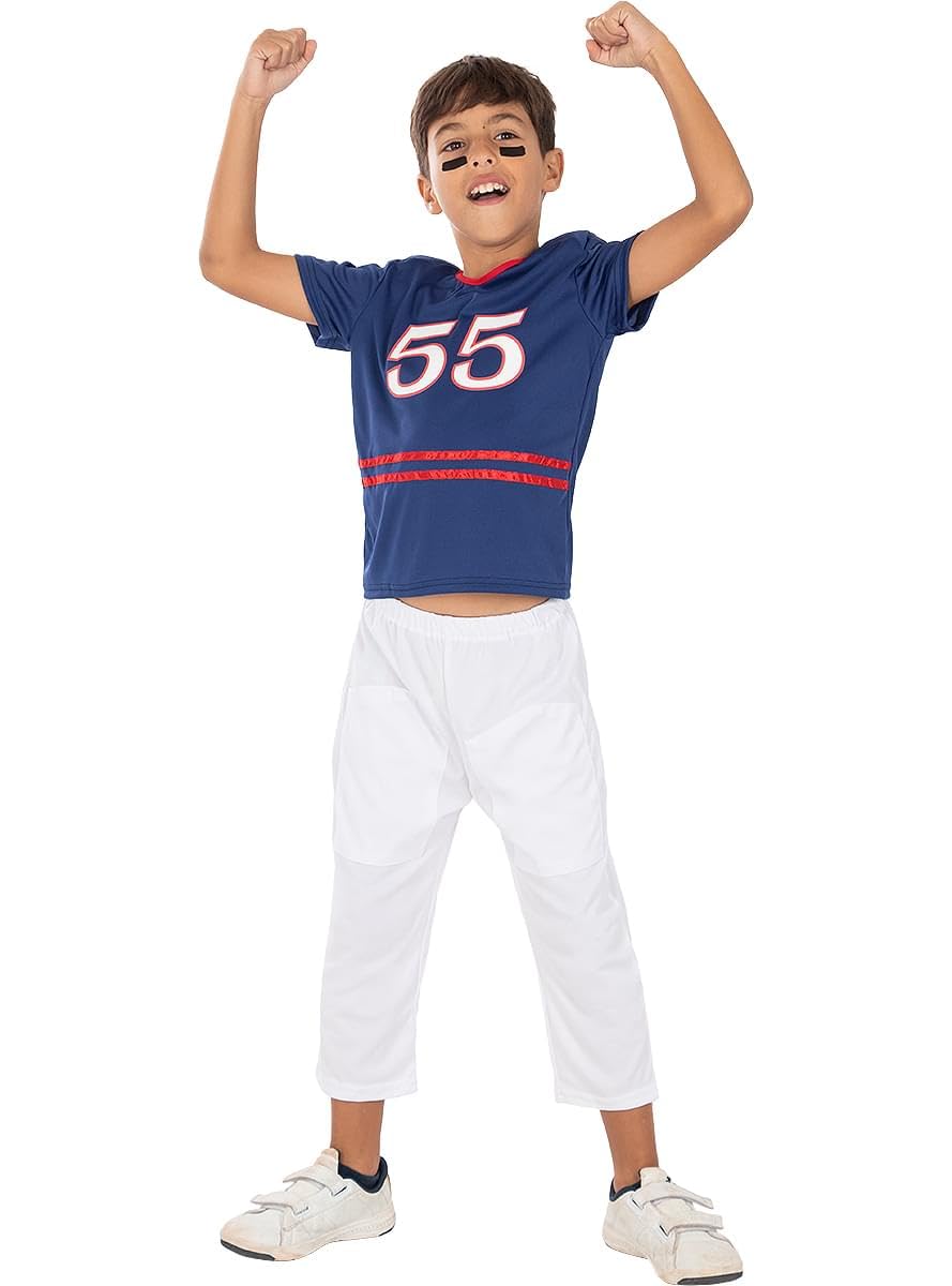 Funidelia | American Football costume for boy Rugby, Quarterback, American Football - Costumes for kids, accessory fancy dress & props for Halloween, carnival & parties- Size 5-6 years - Blue