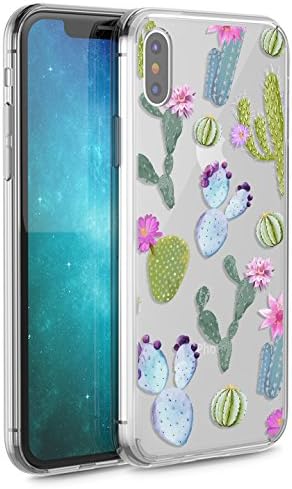 iPhone X Case, iPhone X Clear Case, CASESOCIETY Cactus Succulents Clear Design Shockproof Hard PC+ TPU Bumper Rubber Case Scratch-Resistant Cover for Apple iPhone X (2017 iX)