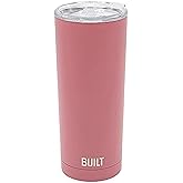 BUILT 20 Ounce Double Wall Vacuum Sealed Stainless Steel Coffee and Water Tumbler Easy to Clean Tritan Lid with Rotating Splash Guard, Pink (5286294)