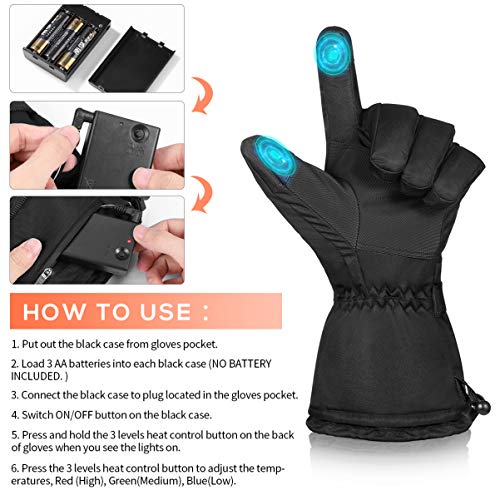 VICASKY Verwarmbare handschoenen, touchscreen, verwarmbaar, met 3 warmtestanden, voor vrouwen en mannen, elektrische… - Image 3