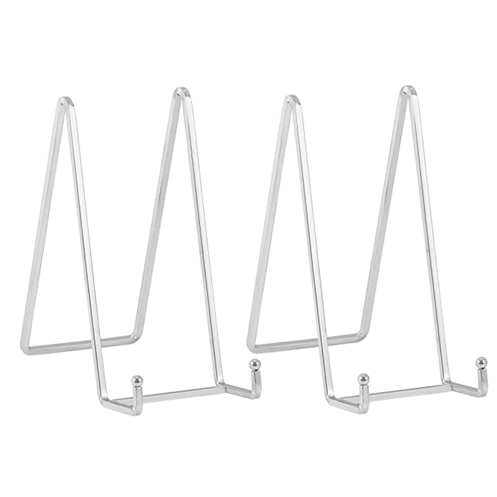 Photo 1 of Plate Holder Easel Display Stand - 8 inch Metal Plate Stands for Display - Tabletop Picture Stand - Silver Iron Easels for Display Pictures | Photo Frames | Book | Decorative Plates | Plaque -2 Pack