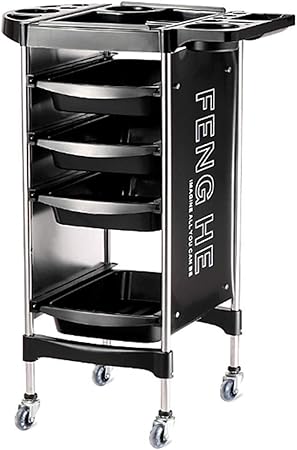Salon Trolley Cart With Abs Drawers Metal Holder Rolling Wheels