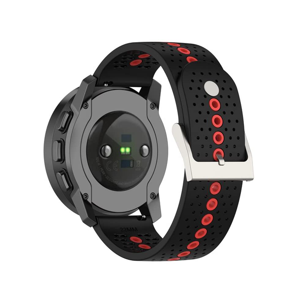 SeaFicco Watchband Compatible for Suunto 9 Peak Pro, 22MM Silicone Watch Strap Quick Release Band Compatible with Suunto Vertical 2 /Vertical /9 Peak /5 Peak/Race/Run/Ocean (Black/Red)