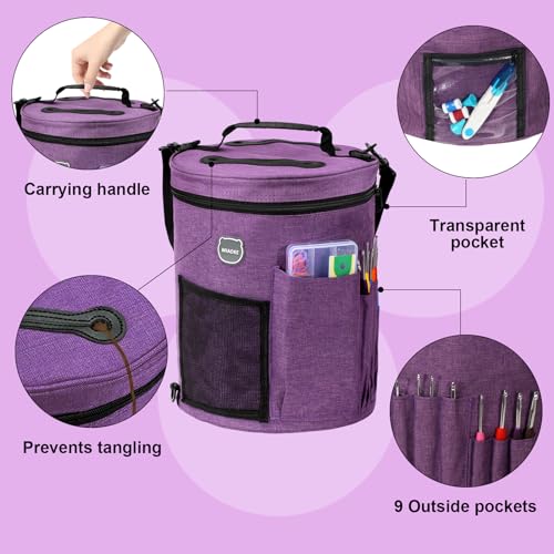 MIAOKE 79pc Crochet Kit, Large Knitting Bag Yarn Storage Organizer, Knitting & Crochet Supplies, Waterproof Crochet Bag, Crochet Accessories, Crochet Hooks, Crochet Hook Kits, Knitting Bag