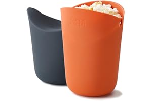 Joseph Joseph M-Cuisine Microwave Popcorn Popper Maker Single Serve Portion Silicone Food Safe, 2-Piece, Multicolored