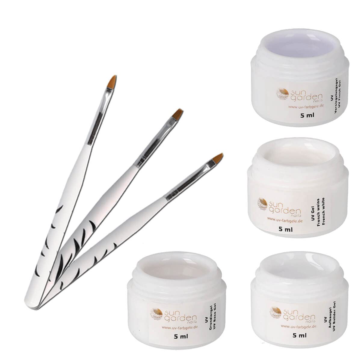 Sun Garden Nails - UV Classic Gel Set (4 x 5 ml), including brush set