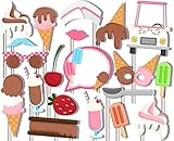 Ice Cream Shoppe Photo Booth Props Kit - 20 Pack Party Camera Props Fully Assembled