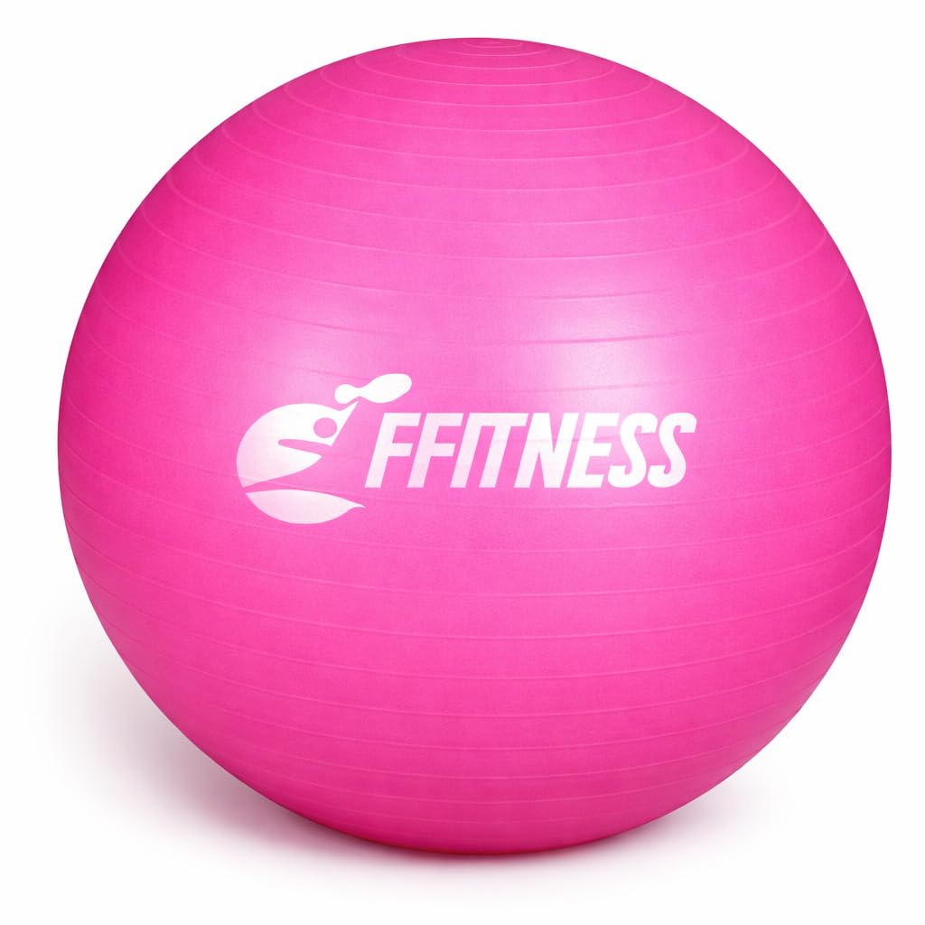 FFitness Total Body Balance Ball for Prenatal Gymnastics | Big Gymball (55 65 75 85 95 cm) Anti-Burst for Core Stability | Abdominal Exercises, Resistance, Strengthening (Pink, 85cm)