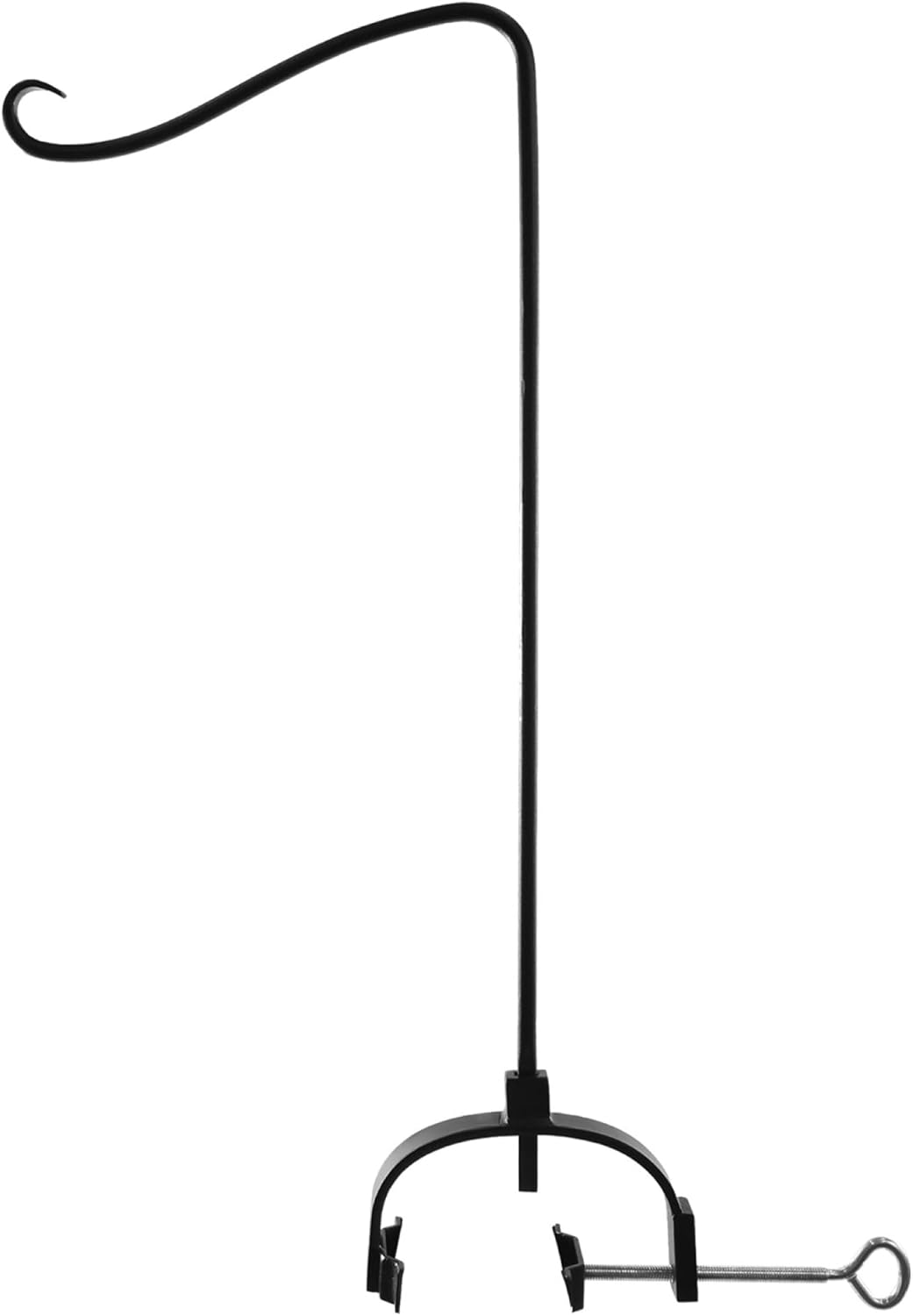 Outdoor Shepherd's Hooks - Achla Designs 101-2017 Shepherd's Hook with Over Railing Bracket Pole, Black Powdercoat Finish