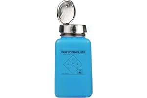 MENDA 35299 High-Density Polyethylene/Hdpe/Steel/Ldpe/Low-Density Polyethylene Dispensing Bottle, One-Touch Liquid Dispenser Pump, Printed "IPA", 6 oz., 16 fl. oz. Capacity, Blue