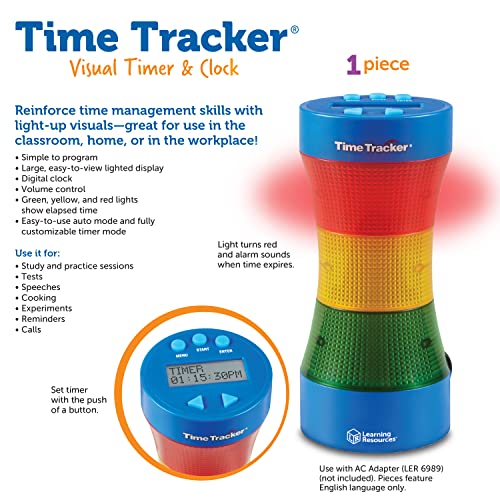 Learning Resources Time Tracker Visual Timer & Clock 1 Piece