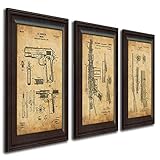 3 pc Framed Modern Gun Patent Set - 1911, M16, Bolt Gun