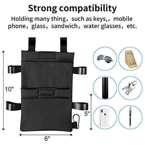 FunCee Crutch Pouch Bag, Lightweight Washable Crutch Storage Bag with 2 Pockets for Phones, Keys, pens, Water Bottle and Even Food Bag