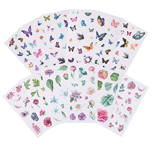 Tongnian Planner Stickers Set (48 Sheets) Flowers Butterfly Stickers Decorative Adhesive Sticker Collection for Scrapbooking, Diary, Album, Bullet Journals, Laptops, Cup, DIY Arts and Craft