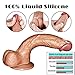 9 Inch Realistic Dildo Dual Density Liquid Silicone Cock with Strong Suction Cup,OIXGIRL Lifelike Penis Sex Toy Flexible Female G Spot Masturbation Toy with Curved Shaft and Balls