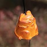 Oavand Cute Cat Japanese Traditional Lucky Small Wind Chimes for Outside, Iwachu Cast Iron Bless Temple Wind Bell Memorial and Sympathy Wind Chimes Indoor Garden Bell, Patio, Balcony Orange