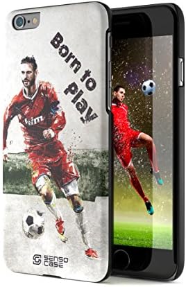 SENSOCASE iPhone 6 or 6S Cases or Covers – Born to Play Football Theme Slim &amp; Snug Fit Cases for Iphone 6 – Includes 9H Tempered Glass – Superior Protection &amp; Impressive Artistic Designs