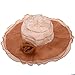 Vbiger Women Floral Pattern Chiffon Layer Kentucky Derby Wide Brim Hat (Brown)