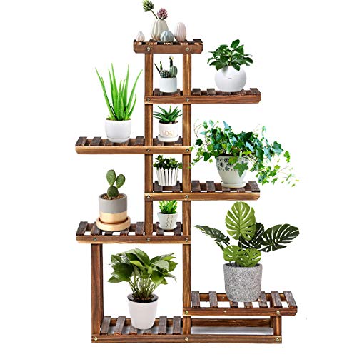 TOOCA Wood Plant Stand Indoor, 44” 7 Tier Outdoor Tall Plant Stand