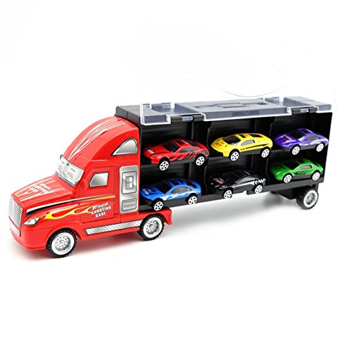 SINACO spielzeugautos Aufbewahrungs LKW mit 12 Metall Autos Handheld Geschenkset für Kinder ab 3 Jahren – Bild 6