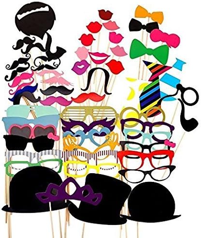Great Rocky 58PCS Colorful Props On A Stick Mustache Photo Booth Party Fun Wedding