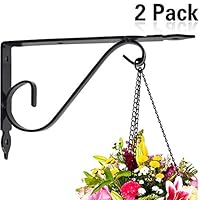 Yojoloin Hand Fogred Curved Hooks 7.9" Set of 2 Plant Wall Mount Hangers Hooks Hanging Brackets Metal Wall Mount for Plant,Flowers,Lantern,Boards(2 PCS)