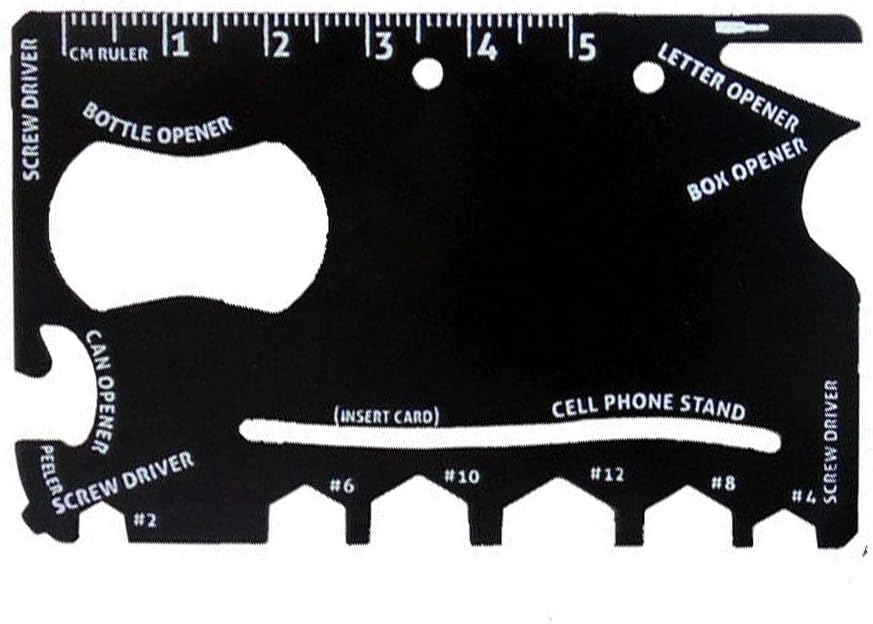 FairytaleMM Stainless Steel High Hardness Ninja Saber Card Wallet Outdoor Camping Emergency Survival Multi-Function Combination Tool(Black)
