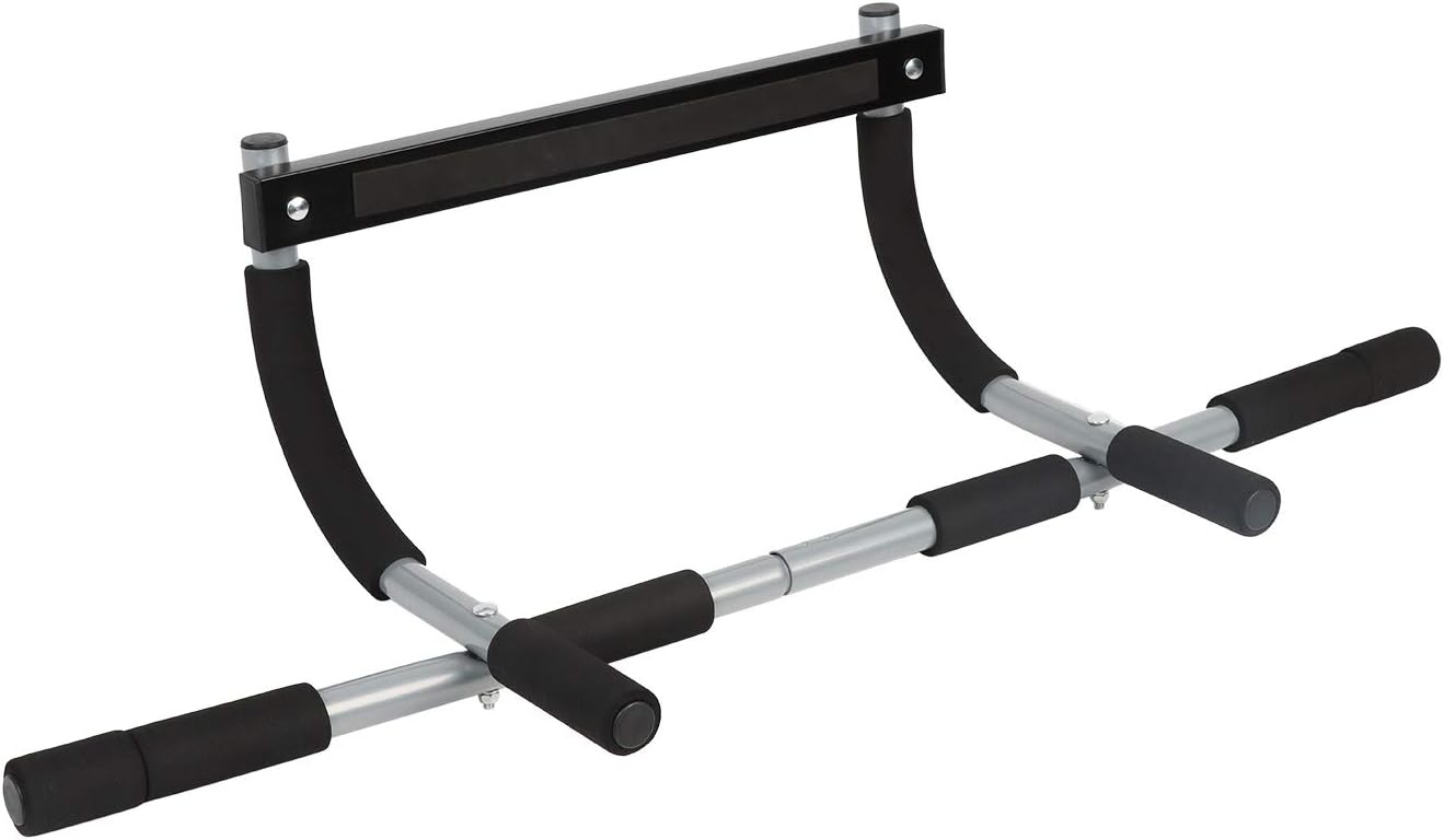 CDCASA Pull Up Bar, Multifunctional Portable Gym System Under 300 lbs, Full Metal Home Exercise Equipment with Anti-Slip Screws and Durable Foam Grip, Safty Strength Training Upper Body Workout Bar