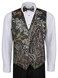 Mossy Oak Camouflage Vest For Men w/ Long Tie & Bow Tie - Large
