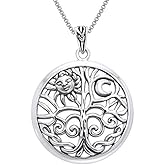 Jewelry Trends Sterling Silver Celtic Sun Moon Tree of Life Pendant Necklace 18"