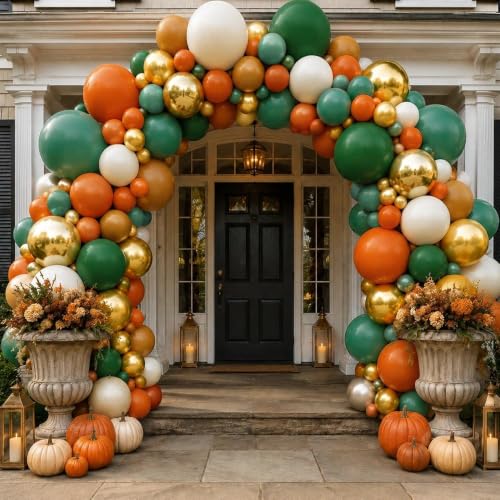 Dark Green Orange Balloon Arch Double Stuffed Fall Balloon Garland Kit at Amazon