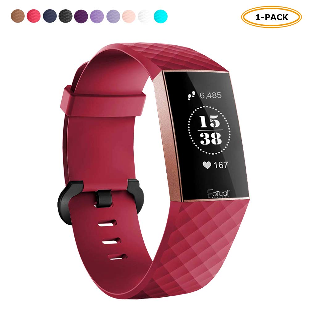 FatcatBand Compatible with Strap Bands Fitbit Charge 3/Charge 4,Classic Soft Silicone Sport Adjustable Replacement Accessory Bracelet Straps for Fitbit Charge 3 Fitness Wristband