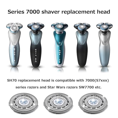 Complete replacement shaving head for Philips Norel*o Series 7000 shaving heads, model SH70.Metal scroll buckle and enhanced double-layer precision blades