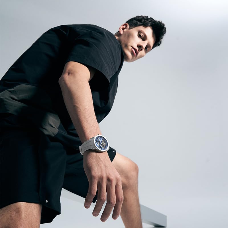 AGELOCER Manual Mechanical Watch for Men, Skeleton Tourbillon/Ceramics Case Sapphire Crystal/ 5ATM Waterproof/Rubber Starp Watches Gifts for Men