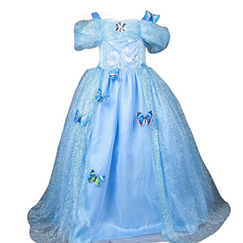 Girls princess dress blue mit butterfly
