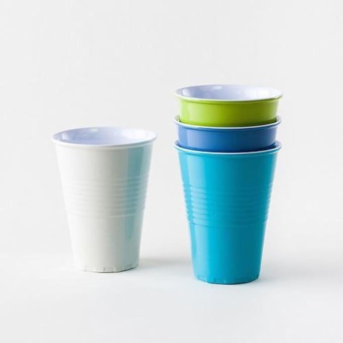 What Is It Reusable Blue Green & White Melamine Cups 15