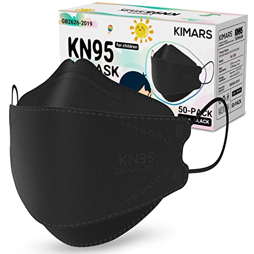 Photo 1 of KIMARS Kids KN95 Face Masks for Children 50 Pack, Breathable Comfortable and Disposable KN95 Mask, Black